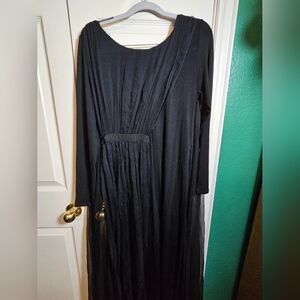 Soft Surroundings Silk Dress Called "Isabetta" Long Sleeve Mesh Draped Maxi